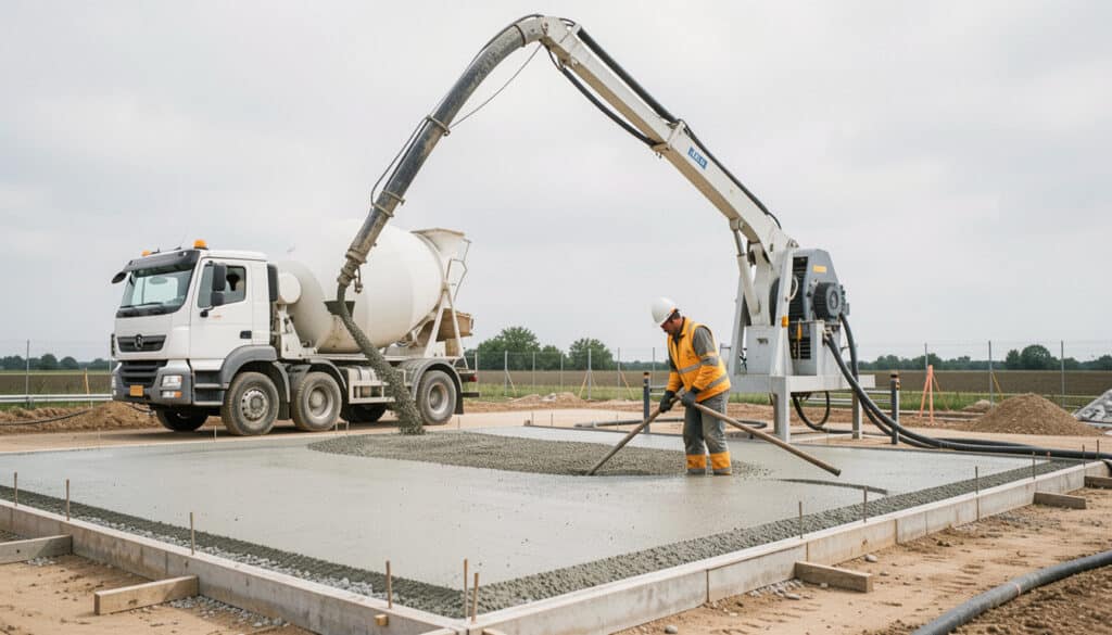 Transport du béton frais : délais, toupie et pompe